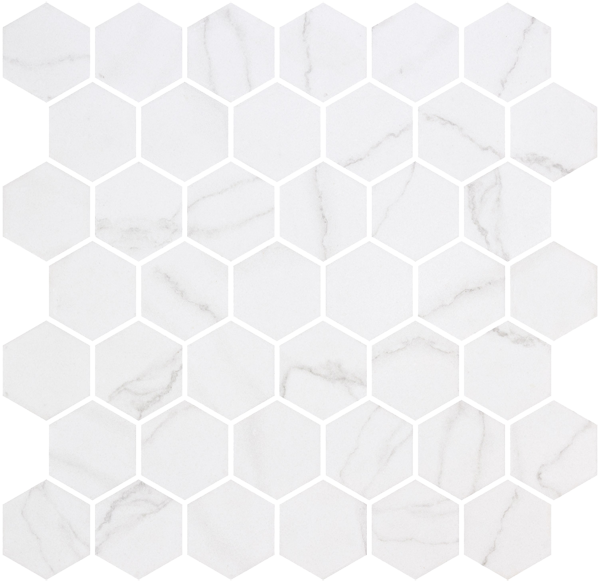 Mosaique Hex XL Venato White 28.6 x 28.4cm, Verre, pour intérieur et extérieur