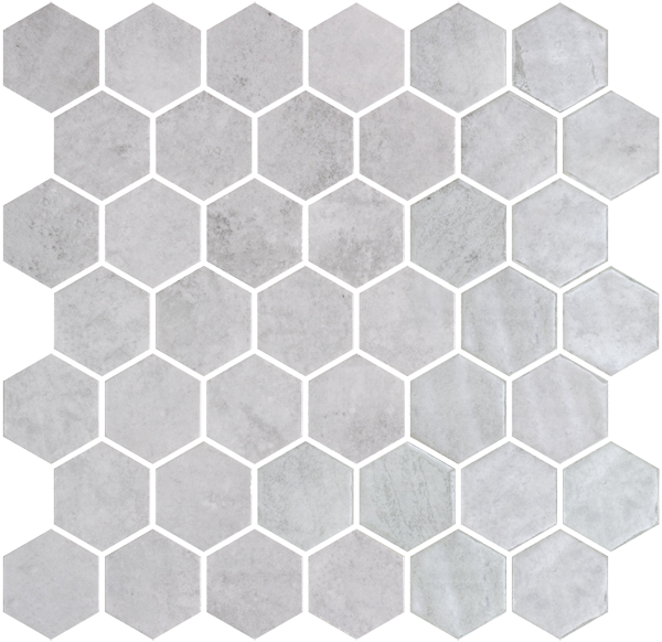 Mosaique Hex XL Zelik Grey 28.6 x 28.4cm, Verre, pour intérieur et extérieur