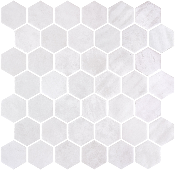 Mosaique Hex XL Zelik White 28.6 x 28.4cm, Verre, pour intérieur et extérieur