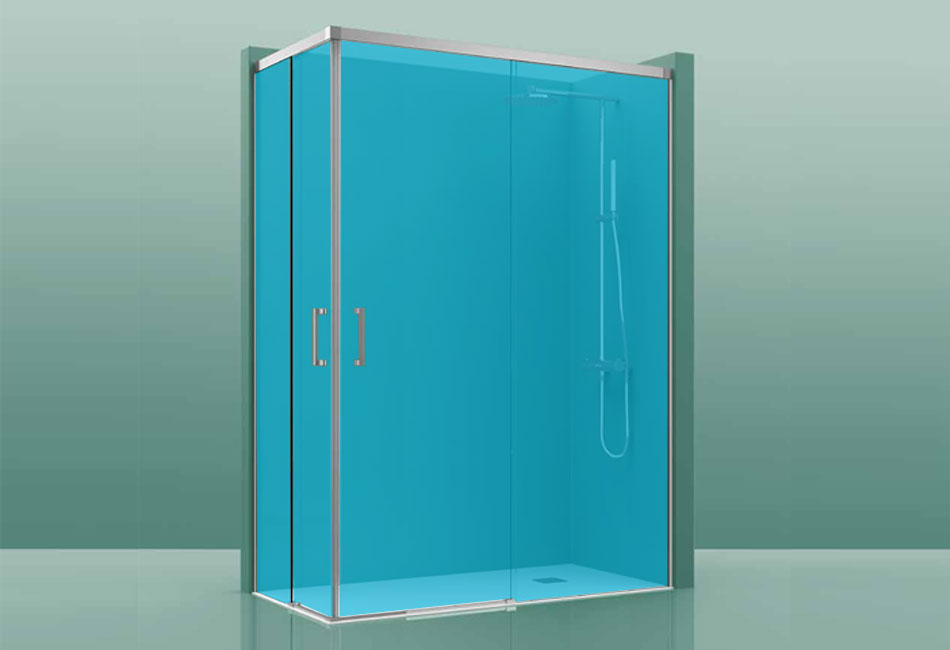 Paroi de douche COSMOS-300 - 100x100cm bleu 95-100cm/95-100cm, \