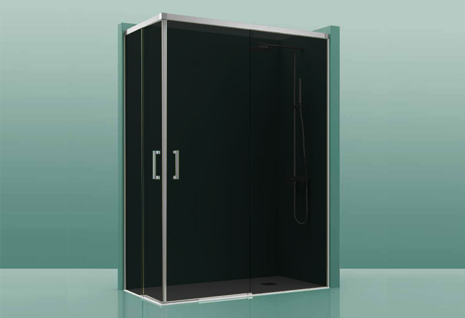 Paroi de douche COSMOS-300 - 150x80cm noir 141-150cm/75-80cm, , pour intérieur et extérieur
