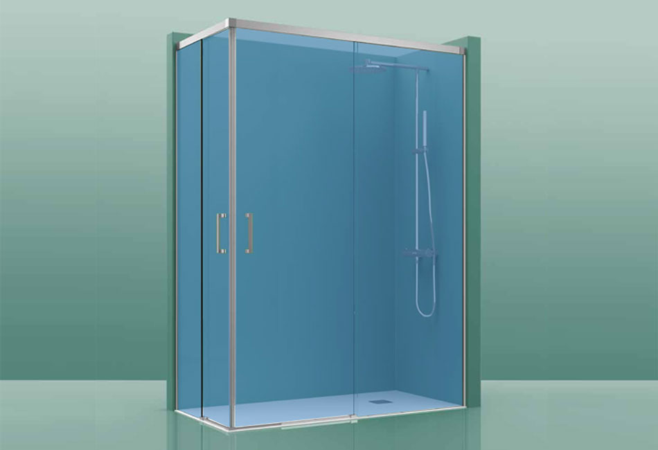 Paroi de douche COSMOS-300 - 100x100cm parsol azul 95-100cm/95-100cm, , pour intérieur et extérieur