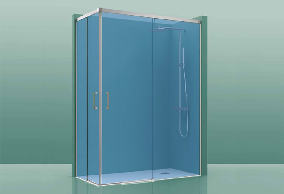 Paroi de douche COSMOS-300 - 90x90cm parsol azul 85-90cm/85-90cm, , pour intérieur et extérieur