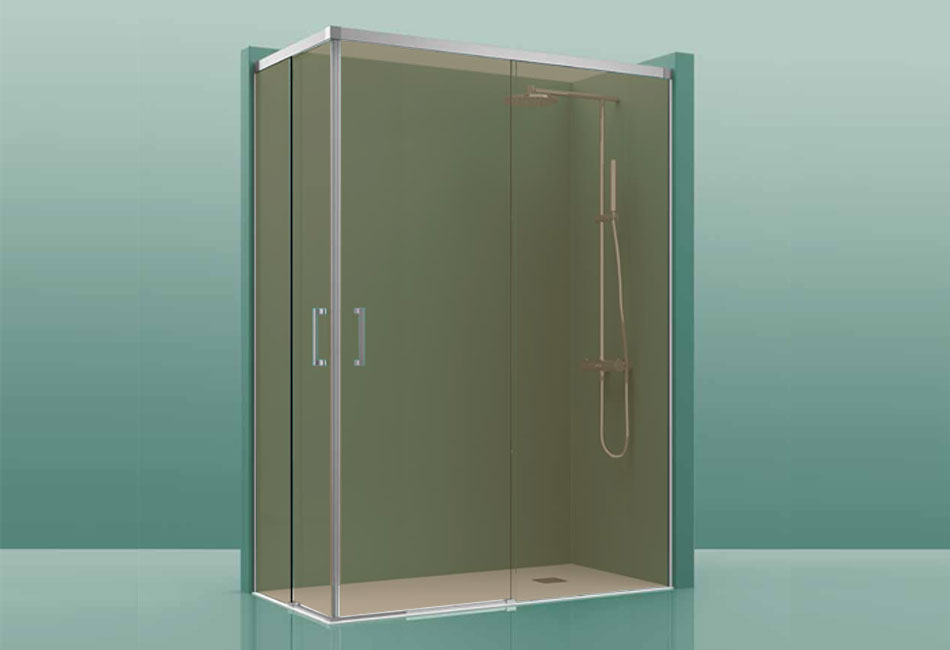 Paroi de douche COSMOS-300 - 100x100cm parsol bronze 95-100cm/95-100cm, , pour intérieur et extérieur