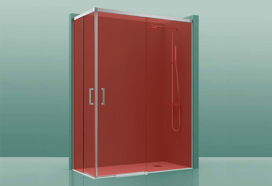 Paroi de douche COSMOS-300 - 150x90cm rouge 141-150/85-90cm, , pour intérieur et extérieur