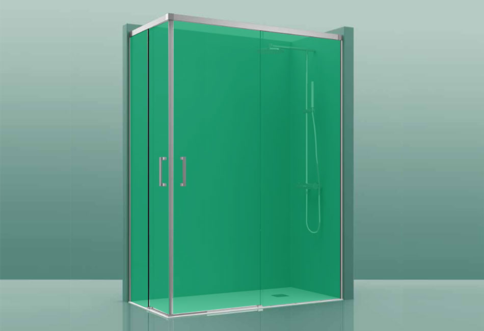 Paroi de douche COSMOS-300 - 110x80cm vert 101-110cm/75-80cm, , pour intérieur et extérieur