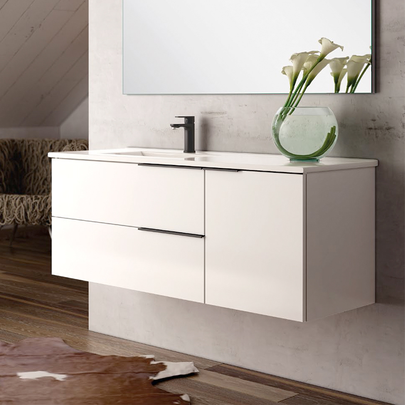 Ensemble Meuble vasque Black Capri 120cm laqué blanc brillant 120 x 48cm, Melaminé, pour intérieur et extérieur