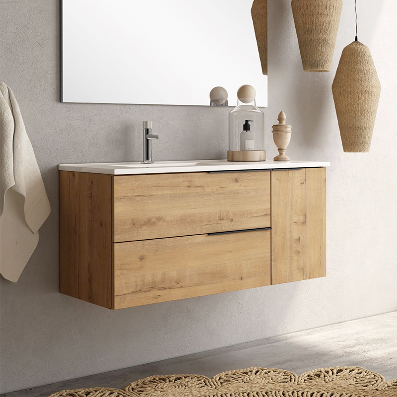 Ensemble Meuble vasque Black Capri 80cm roble Ostippo 80 x 48cm, Melaminé, pour intérieur et extérieur