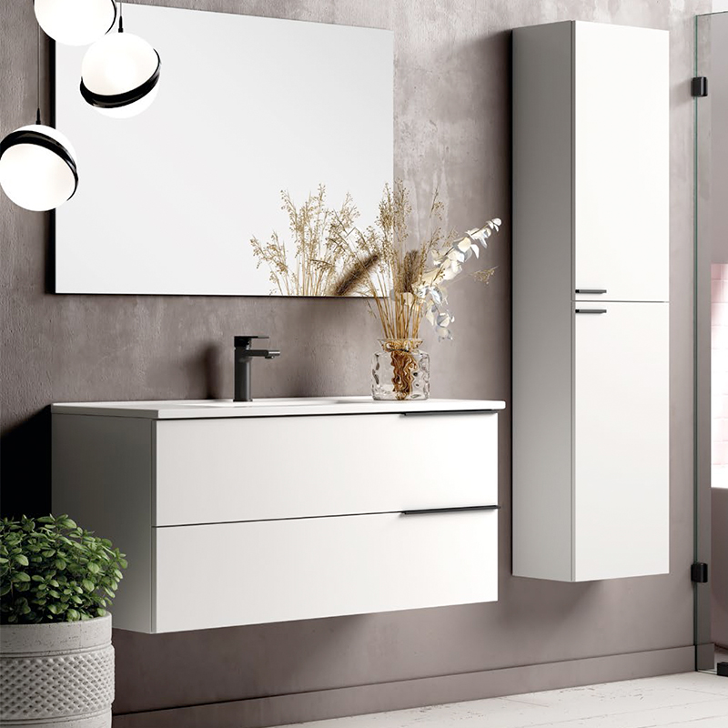 Ensemble Meuble vasque Black Triskel 60cm laqué blanc brillant 60 x 48cm, Melaminé, pour intérieur et extérieur
