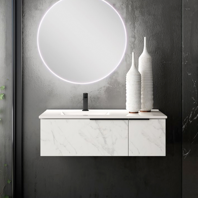 Ensemble Meuble vasque Black Helsinki 80cm marmol 80 x 30cm, Melaminé, pour intérieur et extérieur