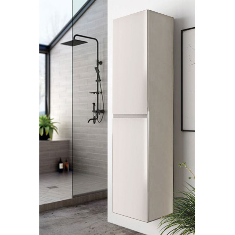 colonne 2 portes Niza AZ laqué blanc brillant 35 x150cm, Melaminé, pour intérieur et extérieur
