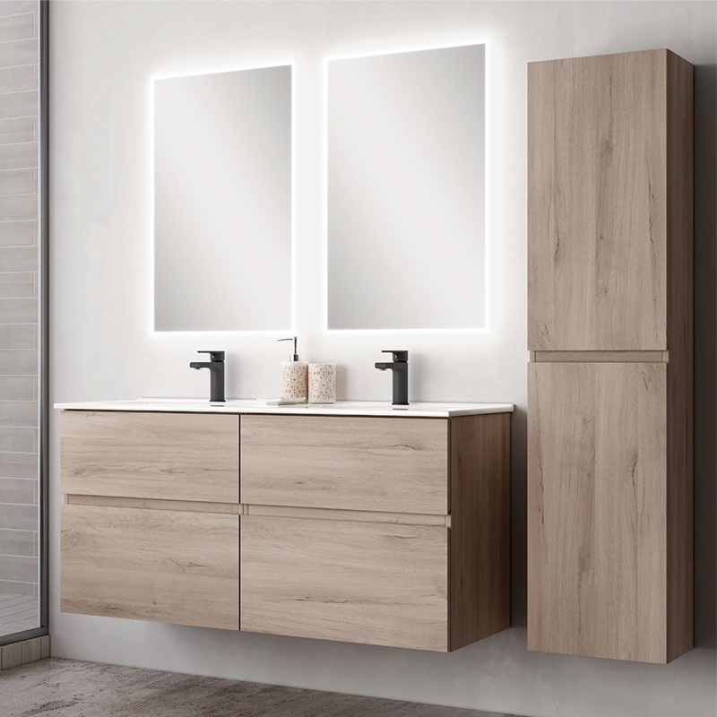 Ensemble Meuble vasque Niza AZ 120cm Iron Oak 120 x 59cm, Melaminé, pour intérieur et extérieur