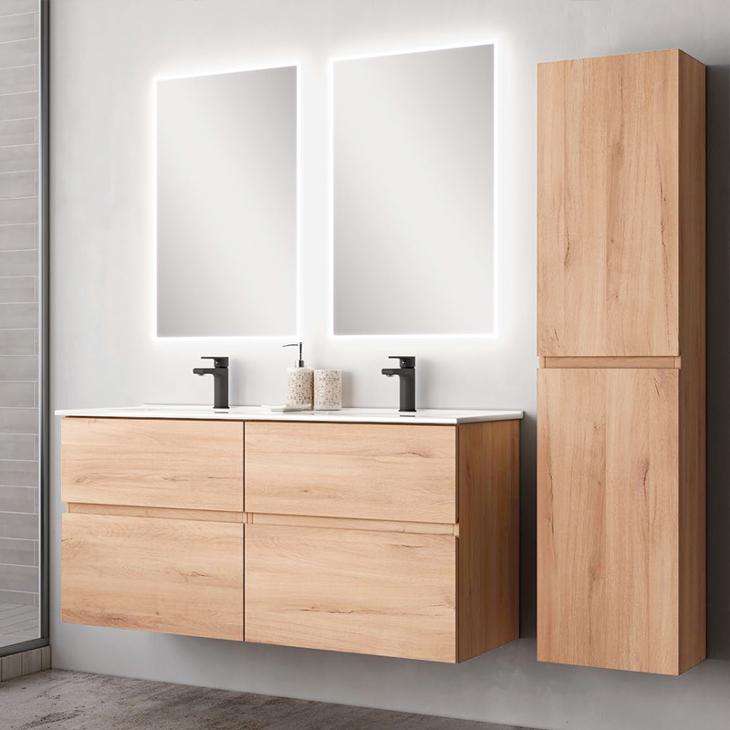 Ensemble Meuble vasque Niza AZ 120cm Roble Collet 120 x 59cm, Melaminé, pour intérieur et extérieur