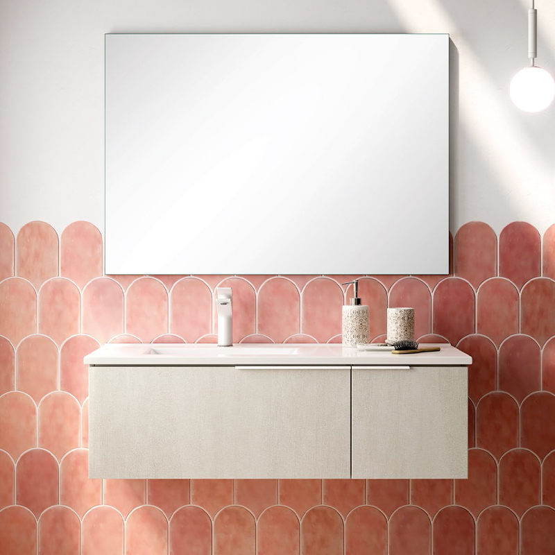 Ensemble meuble vasque White Helsinki 80cm stone light 80 x 30cm, Melaminé, pour intérieur et extérieur