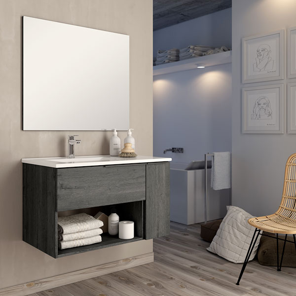 Ensemble Meuble Black Modena 80cm Ebony 80 x 46.5cm, Melaminé, pour intérieur et extérieur