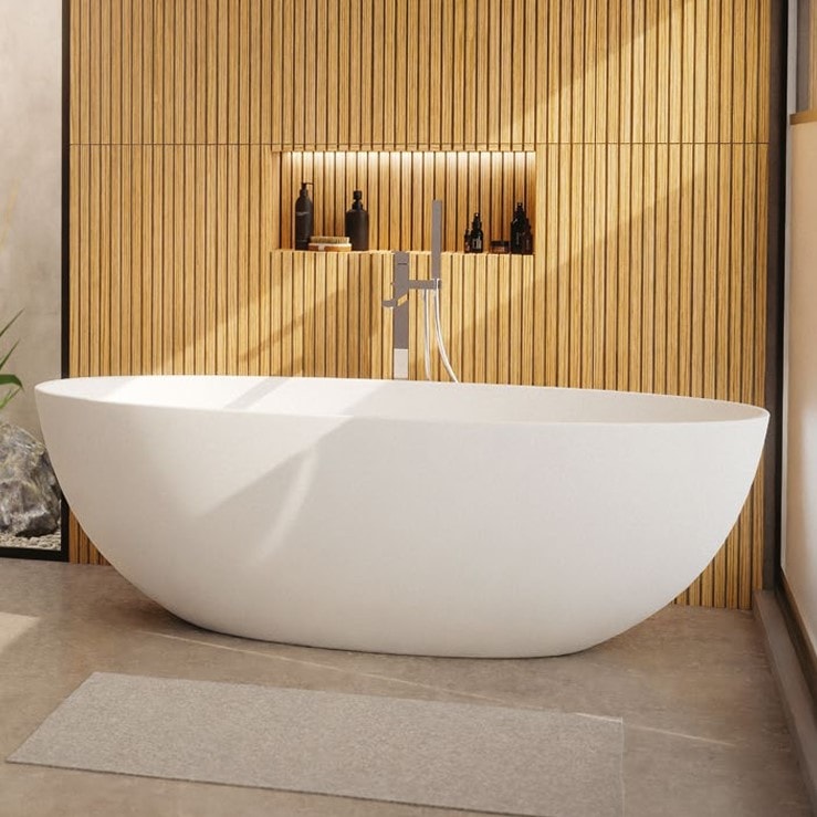 Baignoire BLISS Solid Surface Blanc mat 178.5 x 85 x 59.5cm, Solid Surface, pour intérieur