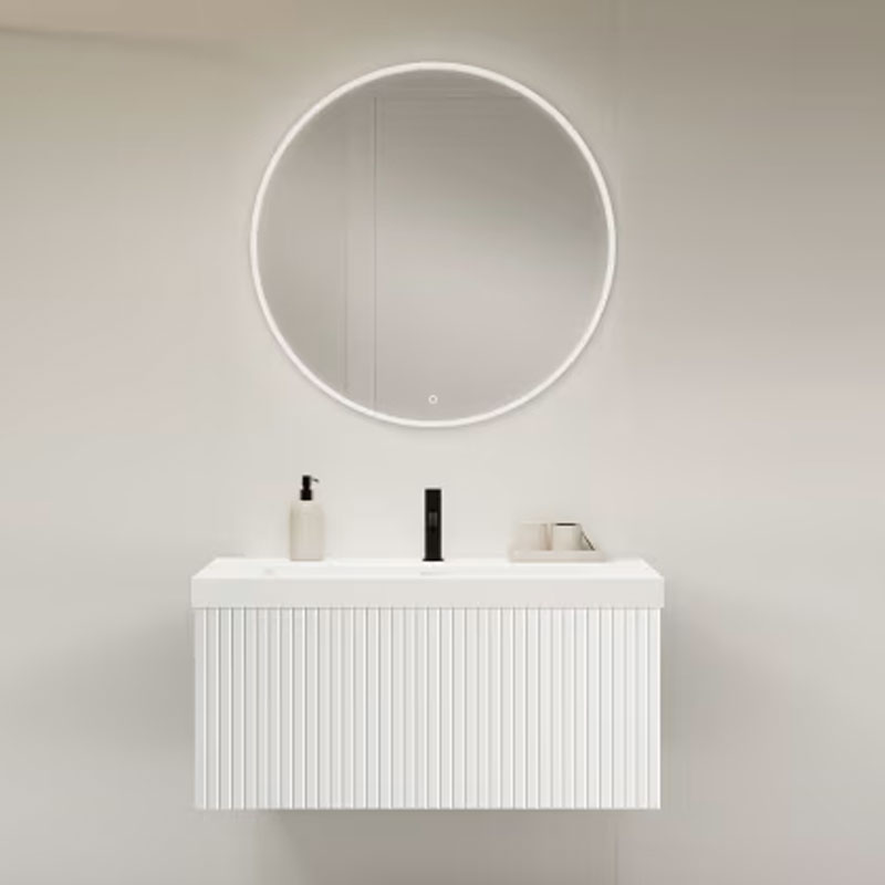 Ensemble meuble BARI + vasque céramique FLAT - 60cm Blanc 60x40x45cm, Melaminé, pour