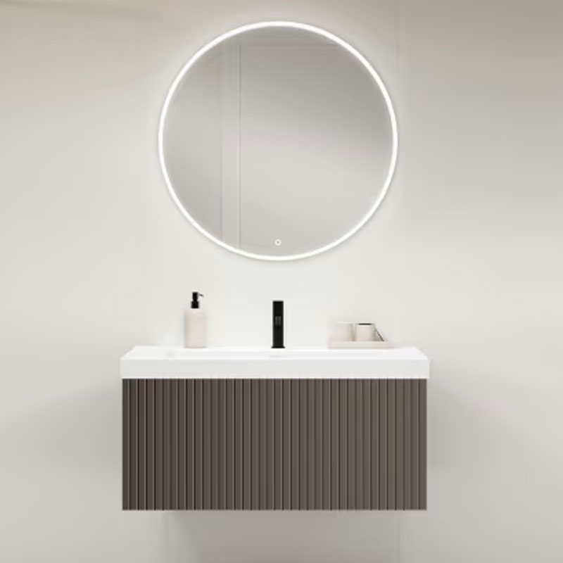 Ensemble meuble BARI + vasque céramique FLAT - 60cm Ceniza 60x40x45cm, Melaminé, pour
