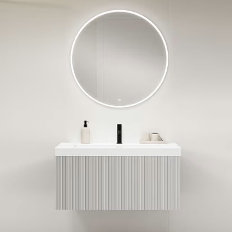 Ensemble meuble BARI + vasque céramique FLAT - 60cm Griggio 60x40x45cm, Melaminé, pour