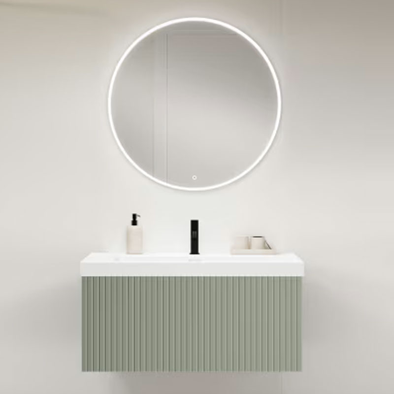 Ensemble meuble BARI + vasque céramique FLAT - 60cm Musgo 60x40x45cm, Melaminé, pour