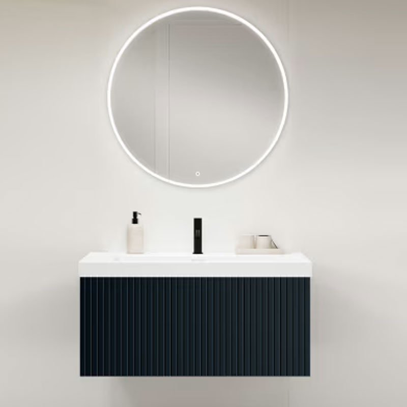 Ensemble meuble BARI + vasque céramique FLAT - 60cm Black 60x40x45cm, Melaminé, pour