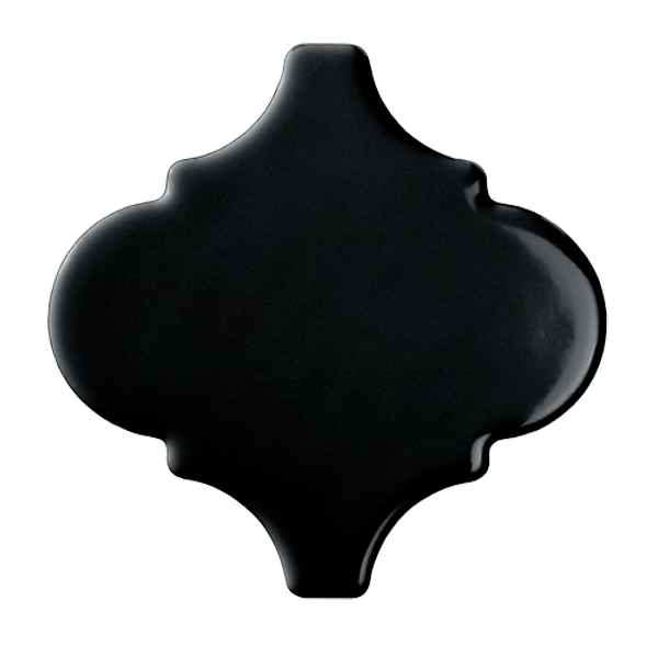 Faïence Bondi Arabesque Black Brillant 15 x 15cm, Pate blanche, pour intérieur