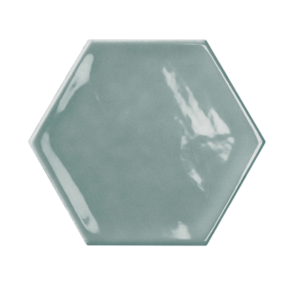 Faïence Bondi Hexagon Blue Brillant 12.5 x 11cm, Pate blanche, pour intérieur