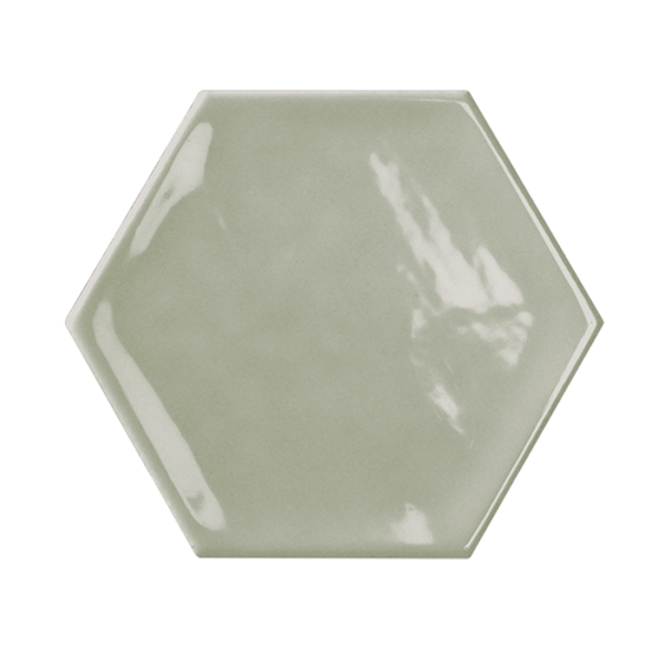 Faïence Bondi Hexagon Green Brillant 12.5 x 11cm, Pate blanche, pour intérieur