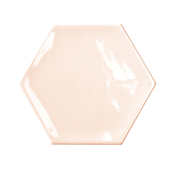 Faïence Bondi Hexagon Pink Brillant 12.5 x 11cm, Pate blanche, pour intérieur