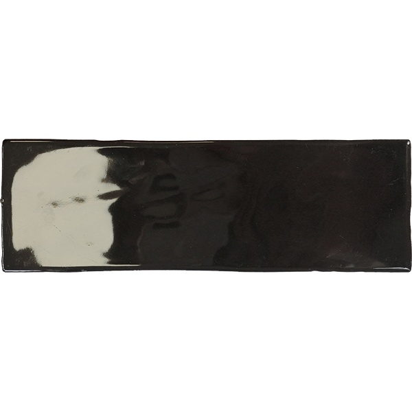 Faïence Borgo Noir brillant 20 x 6.5cm, Pate blanche, pour intérieur et extérieur