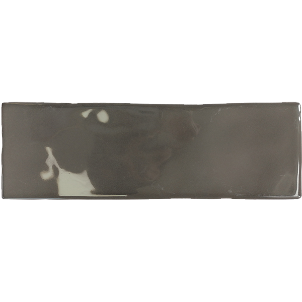 Faïence Borgo Graphite brillant 20 x 6.5cm, Pate blanche, pour intérieur