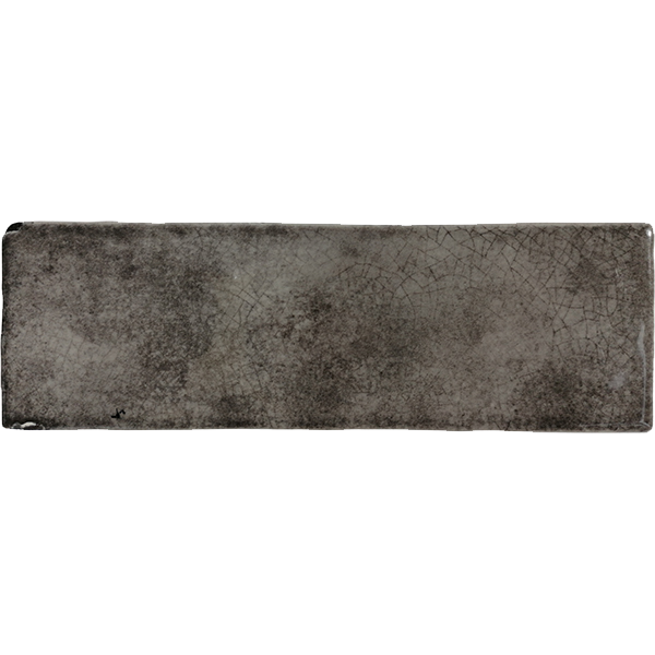 Faïence Borgo Graphite craquelé 20 x 6.5cm, Pate blanche, pour intérieur et extérieur