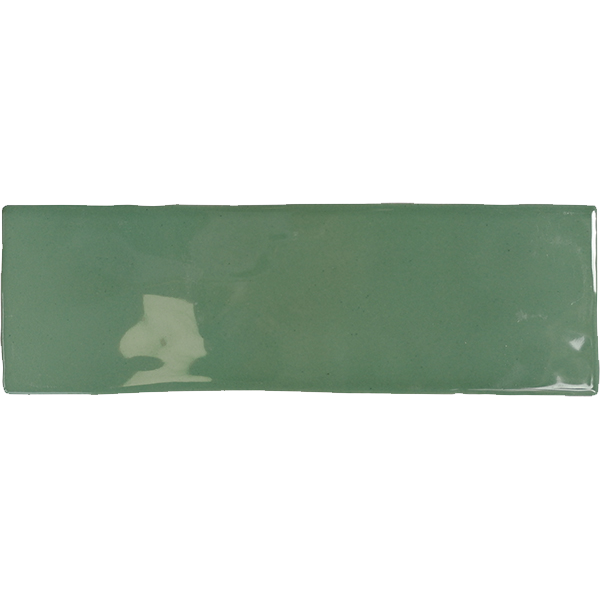 Faïence Borgo vert brillant 20 x 6.5cm, Pate blanche, pour intérieur et extérieur