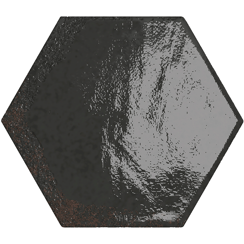 carrelage hexagonal Carmen black 15 x 13cm, Grès cérame, pour intérieur et extérieur