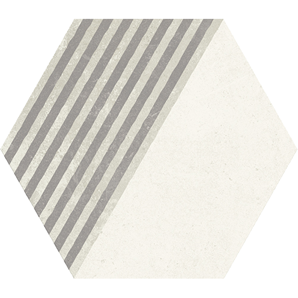 carrelage hexagonal Chicago Stripe 22.8 x 19.8cm, Grès cérame, pour intérieur et extérieur