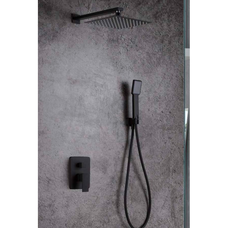 Set de douche encastré DUBLIN Noire mat - GPE006/NG 25cm, \