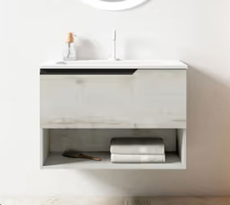 Ensemble meuble ELEVEN + vasque céramique FLAT - 60cm Abedul 60x55x45cm, Melaminé, pour