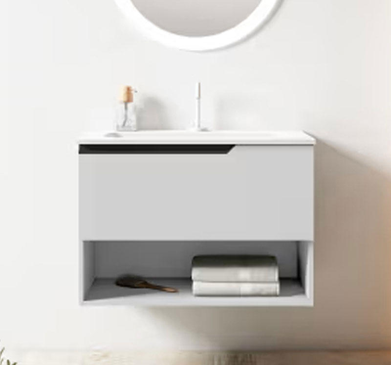 Ensemble meuble ELEVEN + vasque céramique FLAT - 60cm Blanc 60x55x45cm, Melaminé, pour