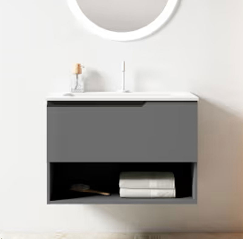 Ensemble meuble ELEVEN + vasque céramique FLAT - 60cm Ceniza 60x55x45cm, Melaminé, pour