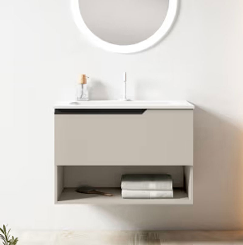 Ensemble meuble ELEVEN + vasque céramique FLAT - 60cm Cotton 60x55x45cm, Melaminé, pour