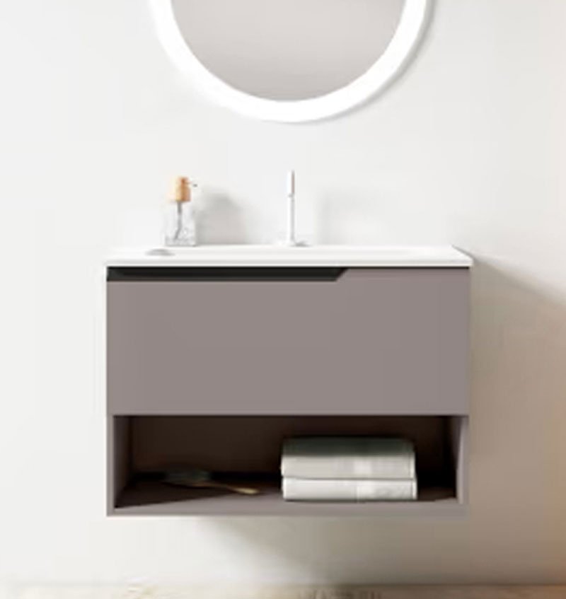 Ensemble meuble ELEVEN + vasque céramique FLAT - 60cm Quarzo 60x55x45cm, Melaminé, pour