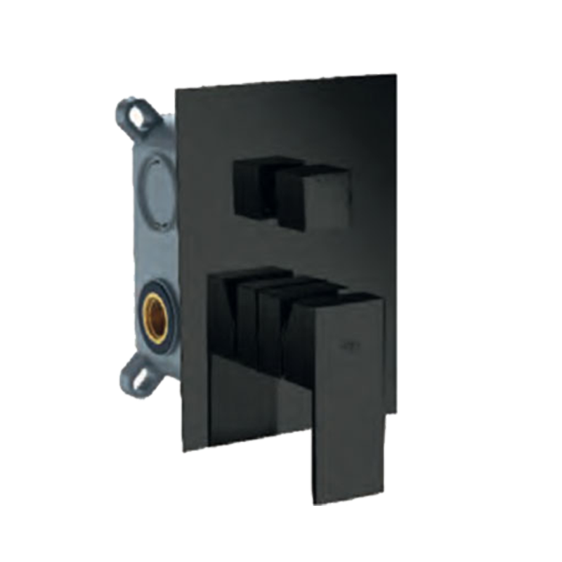 Mitigeur de douche encastré 3 voies noir mat GSM03V/NG 14.5, Laiton, pour intérieur et extérieur