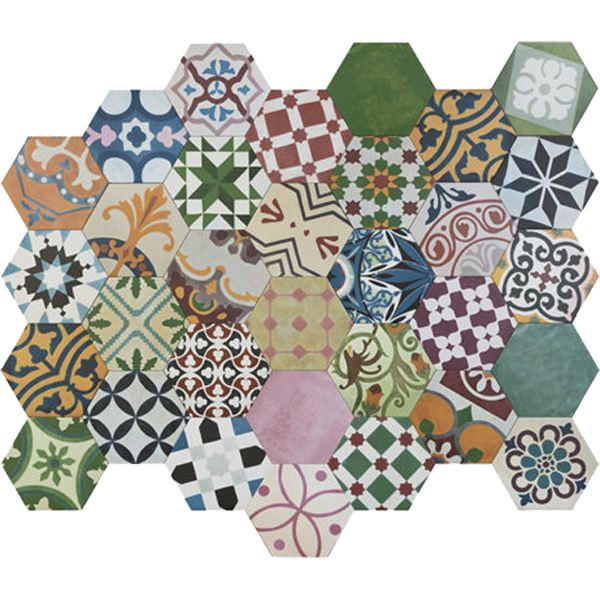 carrelage hexagonal HP-18 Puzzle 21.6 x 18.7cm, Grès cérame, pour intérieur et extérieur