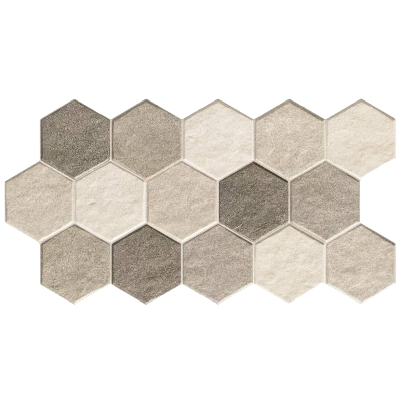 carrelage hexagonal Stonehenge frost 51 x 26.5cm, Grès cérame, pour intérieur et extérieur