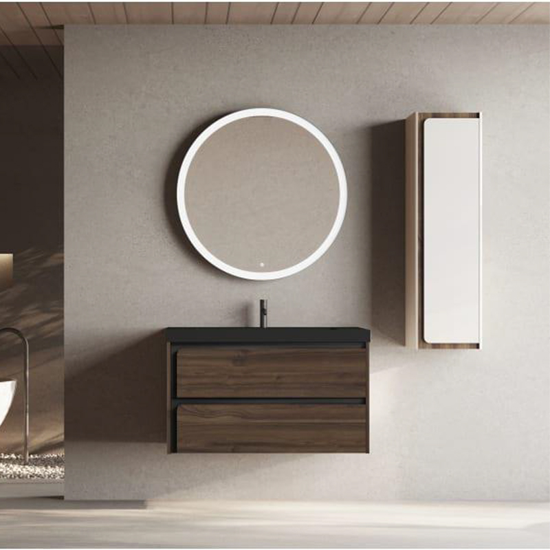 Ensemble meuble INDICO + vasque céramique Flat 80cm Valenti/Noir 80x55x45cm, Melaminé, pour