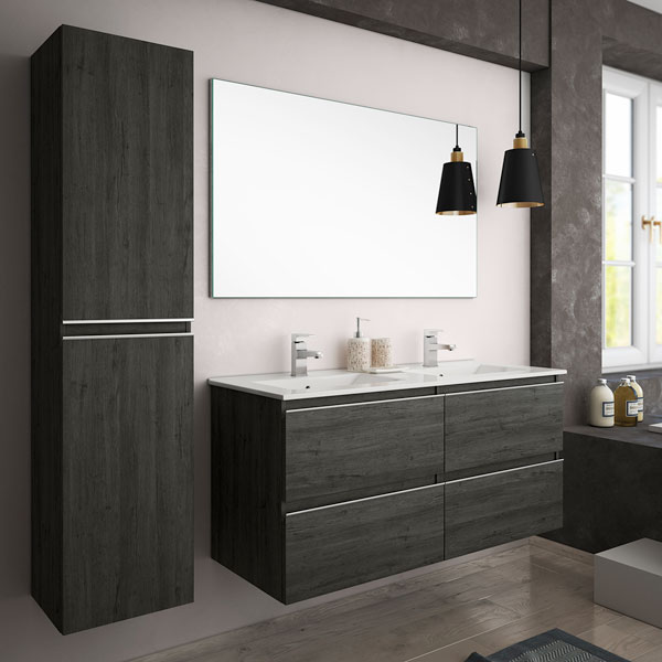 Ensemble Meuble de salle de bains Inglet 120cm Ebony 120 x 61cm, Melaminé, pour intérieur et extérieur