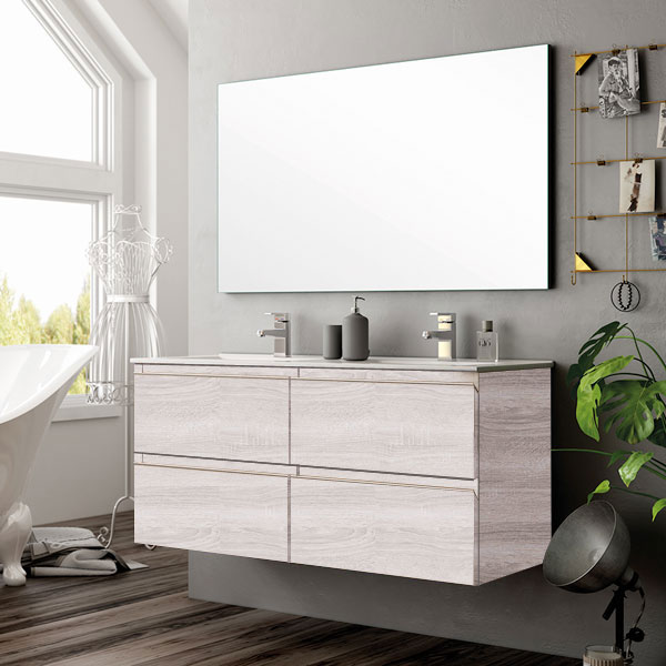 Ensemble Inglet 120cm double vasque Hibernian 120 x 61cm, Melaminé, pour intérieur et extérieur