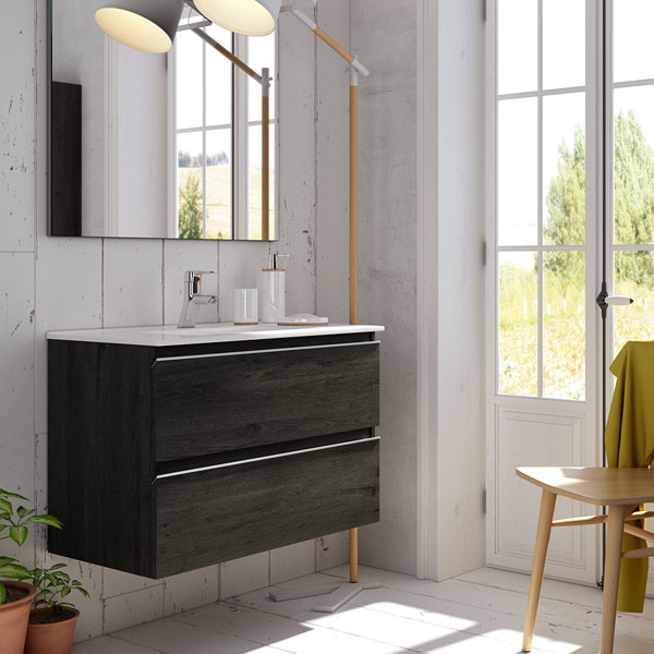 Ensemble Meuble de salle de bains Inglet 60cm Ebony 60x61cm, Melaminé, pour intérieur et extérieur