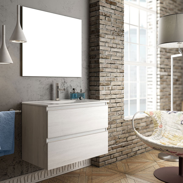 Ensemble Meuble de salle de bains Inglet 80cm Hibernian 80 x 61cm, Melaminé, pour intérieur et extérieur