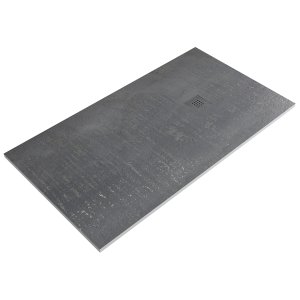 Receveur de douche Imagine XLIFE Metal Zinc 90x70cm 90x70x2.4cm, Gel Coat, pour intérieur et extérieur